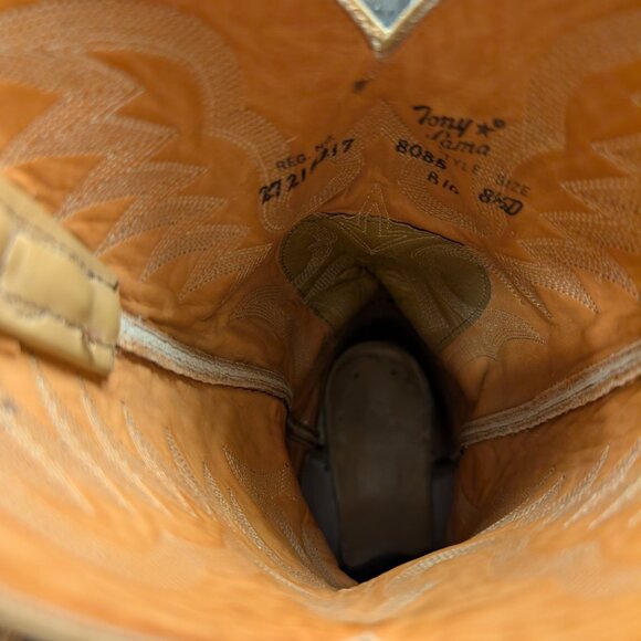 Vintage Tony Lama Vintage Mens cowboy boots Full Quill Ostrich #8085 Size 8 1/2 - Picture 12 of 14